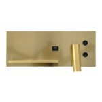 GLOBOSTAR® PALADIN 61357 Μοντέρνο Φωτιστικό Τοίχου - Απλίκα Ξενοδοχείου Reading Light με Φορτιστή USB 3A & Wireless 20W LED 6W 720lm 36° & 360° AC 220-240V IP20 Φυσικό Λευκό 4500K - Bridgelux COB Chip & TÜV SÜD Driver - Χρυσό Βούρτσας - Μ30 x Π11 x Υ12cm - 3 Χρόνια Εγγύηση - Image 4