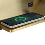 GLOBOSTAR® PALADIN 61357 Μοντέρνο Φωτιστικό Τοίχου - Απλίκα Ξενοδοχείου Reading Light με Φορτιστή USB 3A & Wireless 20W LED 6W 720lm 36° & 360° AC 220-240V IP20 Φυσικό Λευκό 4500K - Bridgelux COB Chip & TÜV SÜD Driver - Χρυσό Βούρτσας - Μ30 x Π11 x Υ12cm - 3 Χρόνια Εγγύηση - Image 9