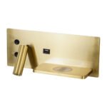GLOBOSTAR® PALADIN 61358 Μοντέρνο Φωτιστικό Τοίχου - Απλίκα Ξενοδοχείου Reading Light με Φορτιστή USB 3A & Wireless 20W LED 6W 720lm 36° & 360° AC 220-240V IP20 Φυσικό Λευκό 4500K - Bridgelux COB Chip & TÜV SÜD Driver - Χρυσό Βούρτσας - Μ30 x Π11 x Υ12cm - 3 Χρόνια Εγγύηση - Image 3