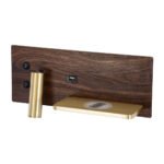 GLOBOSTAR® PALADIN 61362 Μοντέρνο Φωτιστικό Τοίχου - Απλίκα Ξενοδοχείου Reading Light με Φορτιστή USB 3A & Wireless 20W LED 6W 720lm 36° & 360° AC 220-240V IP20 Φυσικό Λευκό 4500K - Bridgelux COB Chip & TÜV SÜD Driver - Καφέ & Χρυσό Βούρτσας - Μ30 x Π11 x Υ12cm - 3 Χρόνια Εγγύηση - Image 3