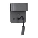 GLOBOSTAR® IBIS 61369 Μοντέρνο Φωτιστικό Τοίχου - Απλίκα Ξενοδοχείου Reading Light με Φορτιστή USB 3A LED 10W 1100lm 36° & 360° AC 220-240V IP20 Φυσικό Λευκό 4500K - Bridgelux COB Chip & TÜV SÜD Driver - Γκρι Ανθρακί Ματ - Μ10 x Π6.1 x Υ18cm - 3 Χρόνια Εγγύηση - Image 3