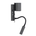 GLOBOSTAR® IBIS 61369 Μοντέρνο Φωτιστικό Τοίχου - Απλίκα Ξενοδοχείου Reading Light με Φορτιστή USB 3A LED 10W 1100lm 36° & 360° AC 220-240V IP20 Φυσικό Λευκό 4500K - Bridgelux COB Chip & TÜV SÜD Driver - Γκρι Ανθρακί Ματ - Μ10 x Π6.1 x Υ18cm - 3 Χρόνια Εγγύηση - Image 5