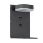 GLOBOSTAR® CROWN 61372 Μοντέρνο Φωτιστικό Τοίχου - Απλίκα Ξενοδοχείου Reading Light με Φορτιστή USB 3A LED 5W 550lm 120° AC 220-240V IP20 Φυσικό Λευκό 4500K - Bridgelux COB Chip & TÜV SÜD Driver - Γκρι Ανθρακί Ματ - Μ15 x Π15 x Υ23cm - 3 Χρόνια Εγγύηση - Image 3