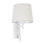 GLOBOSTAR® ROULETTE-R 61380 Μοντέρνο Φωτιστικό Τοίχου - Απλίκα Ξενοδοχείου Reading Light με Φορτιστή USB 3A & Ντουί 1 x E27 LED 3W 360lm 36° & 360° AC 220-240V IP20 Φυσικό Λευκό 4500K - Bridgelux COB Chip & TÜV SÜD Driver - Λευκό Ματ & Μπεζ - Μ22 x Π23.5 x Υ37cm - Σετ 2 Τεμαχίων - 3 Χρόνια Εγγύηση - Image 4