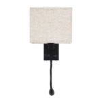 GLOBOSTAR® ROULETTE-S 61382 Μοντέρνο Φωτιστικό Τοίχου - Απλίκα Ξενοδοχείου Reading Light με Φορτιστή USB 3A & Ντουί 1 x E27 LED 3W 360lm 36° & 360° AC 220-240V IP20 Φυσικό Λευκό 4500K - Bridgelux COB Chip & TÜV SÜD Driver - Μαύρο & Μπεζ - Μ17 x Π20 x Υ37cm - Σετ 2 Τεμαχίων - 3 Χρόνια Εγγύηση - Image 5