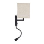 GLOBOSTAR® ROULETTE-S 61382 Μοντέρνο Φωτιστικό Τοίχου - Απλίκα Ξενοδοχείου Reading Light με Φορτιστή USB 3A & Ντουί 1 x E27 LED 3W 360lm 36° & 360° AC 220-240V IP20 Φυσικό Λευκό 4500K - Bridgelux COB Chip & TÜV SÜD Driver - Μαύρο & Μπεζ - Μ17 x Π20 x Υ37cm - Σετ 2 Τεμαχίων - 3 Χρόνια Εγγύηση - Image 6