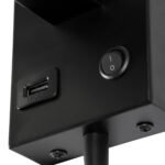 GLOBOSTAR® ROULETTE-S 61382 Μοντέρνο Φωτιστικό Τοίχου - Απλίκα Ξενοδοχείου Reading Light με Φορτιστή USB 3A & Ντουί 1 x E27 LED 3W 360lm 36° & 360° AC 220-240V IP20 Φυσικό Λευκό 4500K - Bridgelux COB Chip & TÜV SÜD Driver - Μαύρο & Μπεζ - Μ17 x Π20 x Υ37cm - Σετ 2 Τεμαχίων - 3 Χρόνια Εγγύηση - Image 7