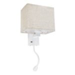 GLOBOSTAR® ROULETTE-S 61383 Μοντέρνο Φωτιστικό Τοίχου - Απλίκα Ξενοδοχείου Reading Light με Φορτιστή USB 3A & Ντουί 1 x E27 LED 3W 360lm 36° & 360° AC 220-240V IP20 Φυσικό Λευκό 4500K - Bridgelux COB Chip & TÜV SÜD Driver - Λευκό & Μπεζ - Μ17 x Π20 x Υ37cm - Σετ 2 Τεμαχίων - 3 Χρόνια Εγγύηση - Image 4