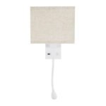 GLOBOSTAR® ROULETTE-S 61383 Μοντέρνο Φωτιστικό Τοίχου - Απλίκα Ξενοδοχείου Reading Light με Φορτιστή USB 3A & Ντουί 1 x E27 LED 3W 360lm 36° & 360° AC 220-240V IP20 Φυσικό Λευκό 4500K - Bridgelux COB Chip & TÜV SÜD Driver - Λευκό & Μπεζ - Μ17 x Π20 x Υ37cm - Σετ 2 Τεμαχίων - 3 Χρόνια Εγγύηση - Image 5