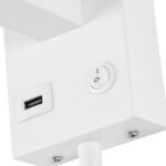 GLOBOSTAR® ROULETTE-S 61383 Μοντέρνο Φωτιστικό Τοίχου - Απλίκα Ξενοδοχείου Reading Light με Φορτιστή USB 3A & Ντουί 1 x E27 LED 3W 360lm 36° & 360° AC 220-240V IP20 Φυσικό Λευκό 4500K - Bridgelux COB Chip & TÜV SÜD Driver - Λευκό & Μπεζ - Μ17 x Π20 x Υ37cm - Σετ 2 Τεμαχίων - 3 Χρόνια Εγγύηση - Image 7