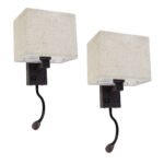 GLOBOSTAR® ROULETTE-S 61384 Μοντέρνο Φωτιστικό Τοίχου - Απλίκα Ξενοδοχείου Reading Light με Φορτιστή USB 3A & Ντουί 1 x E27 LED 3W 360lm 36° & 360° AC 220-240V IP20 Φυσικό Λευκό 4500K - Bridgelux COB Chip & TÜV SÜD Driver - Καφέ & Μπεζ - Μ17 x Π20 x Υ37cm - Σετ 2 Τεμαχίων - 3 Χρόνια Εγγύηση - Image 3