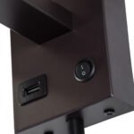 GLOBOSTAR® ROULETTE-S 61384 Μοντέρνο Φωτιστικό Τοίχου - Απλίκα Ξενοδοχείου Reading Light με Φορτιστή USB 3A & Ντουί 1 x E27 LED 3W 360lm 36° & 360° AC 220-240V IP20 Φυσικό Λευκό 4500K - Bridgelux COB Chip & TÜV SÜD Driver - Καφέ & Μπεζ - Μ17 x Π20 x Υ37cm - Σετ 2 Τεμαχίων - 3 Χρόνια Εγγύηση - Image 7