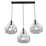 GLOBOSTAR® EIFFEL 61569 Vintage Κρεμαστό Φωτιστικό Οροφής με Ντουί 3 x E27 AC 220-240V IP20 - Μαύρο & Λευκό - Μ68 x Π25 x Υ130cm - Image 5