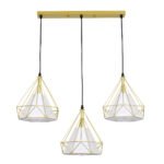 GLOBOSTAR® EIFFEL 61571 Vintage Κρεμαστό Φωτιστικό Οροφής με Ντουί 3 x E27 AC 220-240V IP20 - Χρυσό & Λευκό - Μ68 x Π25 x Υ130cm