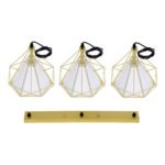 GLOBOSTAR® EIFFEL 61571 Vintage Κρεμαστό Φωτιστικό Οροφής με Ντουί 3 x E27 AC 220-240V IP20 - Χρυσό & Λευκό - Μ68 x Π25 x Υ130cm - Image 11