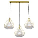 GLOBOSTAR® EIFFEL 61571 Vintage Κρεμαστό Φωτιστικό Οροφής με Ντουί 3 x E27 AC 220-240V IP20 - Χρυσό & Λευκό - Μ68 x Π25 x Υ130cm - Image 5