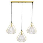 GLOBOSTAR® EIFFEL 61571 Vintage Κρεμαστό Φωτιστικό Οροφής με Ντουί 3 x E27 AC 220-240V IP20 - Χρυσό & Λευκό - Μ68 x Π25 x Υ130cm - Image 6