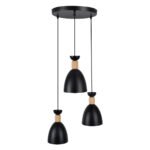 GLOBOSTAR® AVA 61572 Μοντέρνο Κρεμαστό Φωτιστικό Οροφής με Ντουί 3 x E27 AC 220-240V IP20 - Μαύρο & Μπεζ - Μ35 x Π35 x Υ130cm - Image 3