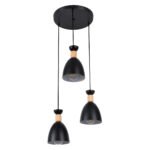 GLOBOSTAR® AVA 61572 Μοντέρνο Κρεμαστό Φωτιστικό Οροφής με Ντουί 3 x E27 AC 220-240V IP20 - Μαύρο & Μπεζ - Μ35 x Π35 x Υ130cm - Image 4