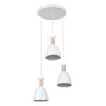 GLOBOSTAR® AVA 61573 Μοντέρνο Κρεμαστό Φωτιστικό Οροφής με Ντουί 3 x E27 AC 220-240V IP20 - Λευκό & Μπεζ - Μ35 x Π35 x Υ130cm - Image 4