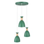 GLOBOSTAR® AVA 61575 Μοντέρνο Κρεμαστό Φωτιστικό Οροφής με Ντουί 3 x E27 AC 220-240V IP20 - Πράσινο & Μπεζ - Μ35 x Π35 x Υ130cm - Image 3