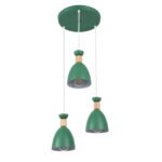 GLOBOSTAR® AVA 61575 Μοντέρνο Κρεμαστό Φωτιστικό Οροφής με Ντουί 3 x E27 AC 220-240V IP20 - Πράσινο & Μπεζ - Μ35 x Π35 x Υ130cm - Image 4