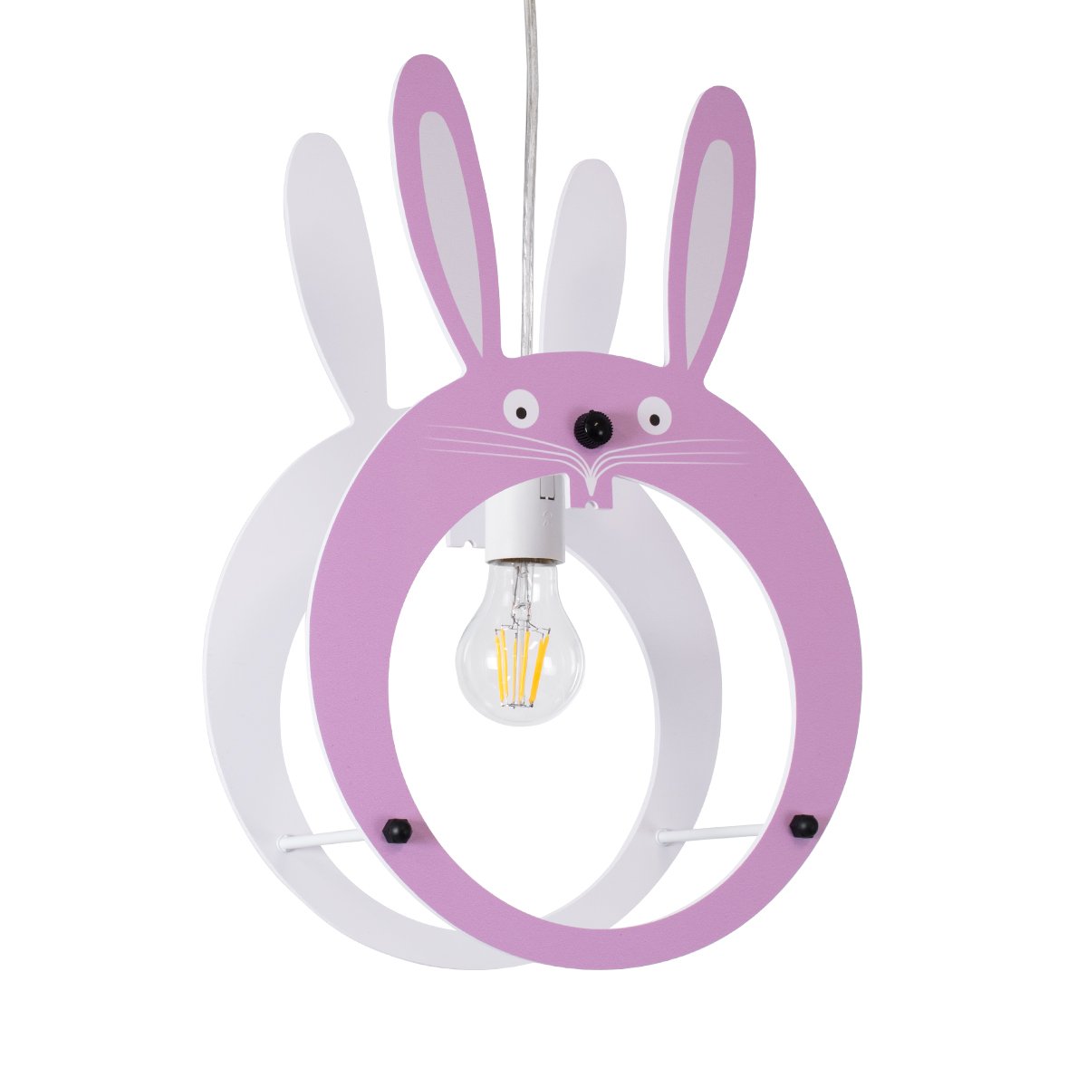 61577_0 GLOBOSTAR® BUNNY 61577 Παιδικό Κρεμαστό Φωτιστικό Οροφής με Ντουί 1 x E27 AC 220-240V IP20 - Ροζ & Λευκό - Μ27.2 x Π15.5 x Υ40cm - Image 1