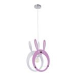 GLOBOSTAR® BUNNY 61577 Παιδικό Κρεμαστό Φωτιστικό Οροφής με Ντουί 1 x E27 AC 220-240V IP20 - Ροζ & Λευκό - Μ27.2 x Π15.5 x Υ40cm - Image 4