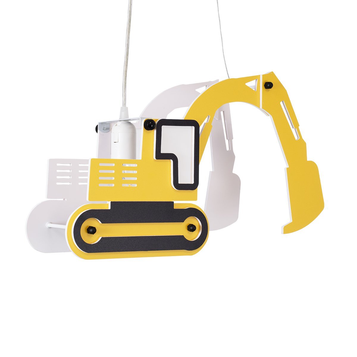 61579_0 GLOBOSTAR® EXCAVATOR 61579 Παιδικό Κρεμαστό Φωτιστικό Οροφής με Ντουί 1 x E27 AC 220-240V IP20 - Κίτρινο & Μαύρο - Μ45 x Π15.5 x Υ27cm - Image 1