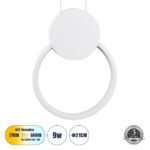 GLOBOSTAR® CYCLOS 61074 Μοντέρνο Κρεμαστό Φωτιστικό Οροφής LED 9W 1080lm 300° AC 220-240V IP20 Ρυθμιζόμενο Λευκό CCT με On/Off 2700K/4500K/6000K - Lumileds SMD Chip - Λευκό Ματ - Μ21 x Π2.3 x Υ26.5cm - 3 Χρόνια Εγγύηση - Image 2