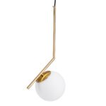 GLOBOSTAR® MONROE 00958 Μοντέρνο Κρεμαστό Φωτιστικό Οροφής με Ντουί 1 x E27 AC 220-240V IP20 - Χρυσό Πλατίνα & Λευκό - Μ15 x Π15 x Υ49cm - Image 2