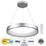 GLOBOSTAR® SALEM 61246 Μοντέρνο Κρεμαστό Φωτιστικό Οροφής LED 105W 12075lm 120° AC 220-240V IP20 Ρυθμιζόμενο Λευκό CCT με Χειριστήριο από 2700K έως 6000K Dimmable - Lumileds SMD Chip - Γκρι - Μ60 x Π60 x Υ7cm - 3 Χρόνια Εγγύηση - Image 2