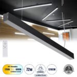GLOBOSTAR® ORION 61030-P Μοντέρνο Γραμμικό Κρεμαστό Φωτιστικό Οροφής LED 72W 8600lm 120° AC 220-240V IP20 Ρυθμιζόμενο Λευκό CCT με Χειριστήριο από 2700K έως 6000K Dimmable - Lumileds SMD Chip - Μαύρο Ματ - Μ120 x Π5.5 x Υ7cm - 3 Χρόνια Εγγύηση - Image 2