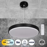 GLOBOSTAR® CASPER 61019 Μοντέρνο Κρεμαστό Φωτιστικό Οροφής LED 76W 8372lm 120° AC 220-240V IP20 Ρυθμιζόμενο Λευκό CCT με Χειριστήριο από 2700K έως 6000K Dimmable - Lumileds SMD Chip - Μαυρό Ματ - Μ45 x Π45 x Υ5.5cm - 3 Χρόνια Εγγύηση - Image 2