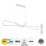 GLOBOSTAR® DOLORES 61280 Μοντέρνο Κρεμαστό Φωτιστικό Οροφής LED 105W 11760lm 300° AC 220-240V IP20 Ρυθμιζόμενο Λευκό CCT με Χειριστήριο από 2700K έως 6000K Dimmable - Lumileds SMD Chip - Λευκό Ματ - Μ110 x Π17 x Υ17.5cm - 3 Χρόνια Εγγύηση - Image 2
