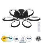 GLOBOSTAR® MARGARET 61400 Μοντέρνο Φωτιστικό Οροφής LED 54W 6210lm 360° AC 220-240V IP20 Ρυθμιζόμενο Λευκό CCT με Χειριστήριο από 2700K έως 6000K Dimmable - Lumileds SMD Chip - Μαύρο Ματ - Μ57 x Π57 x Υ12cm - 3 Χρόνια Εγγύηση - Image 2