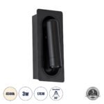 GLOBOSTAR® MANHATTAN 61097 Μοντέρνο Φωτιστικό Τοίχου - Απλίκα Ξενοδοχείου Reading Light LED 3W 405lm 36° AC 220-240V IP20 Φυσικό Λευκό 4500K - Bridgelux COB Chip & TÜV SÜD Driver - Μαύρο - Μ7 x Π7 x Υ17cm - 3 Χρόνια Εγγύηση - Image 2