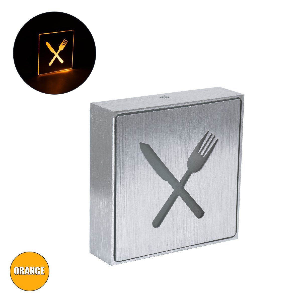 75508_0 GloboStar® SENSATI 75660 Φωτιστικό Τοίχου Ένδειξης RESTAURANT FORK & KNIFE LED 1W AC 220-240V IP20 - Σώμα Αλουμινίου - Μ11 x Π11 x Υ3cm - Πορτοκαλί - Image 1