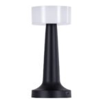 GloboStar® NANNA 76472 Επαναφορτιζόμενο Επιτραπέζιο Φωτιστικό Πορτατίφ LED 1.5W 105lm 120° DC 5V IP44 CCT Ultra Θερμό 1500K - Φυσικό Λευκό 4500K - Ψυχρό Λευκό 6000K Dimmable Μαύρο & Λευκό Πλαστικό - Μ9 x Π9 x Υ21cm - 2 Χρόνια Εγγύηση