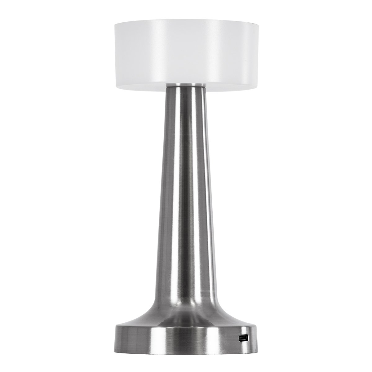 76473_0 GloboStar® NANNA 76473 Επαναφορτιζόμενο Επιτραπέζιο Φωτιστικό Πορτατίφ LED 1.5W 105lm 120° DC 5V IP44 CCT Ultra Θερμό 1500K - Φυσικό Λευκό 4500K - Ψυχρό Λευκό 6000K Dimmable Ασημί & Λευκό Πλαστικό - Μ9 x Π9 x Υ21cm - 2 Χρόνια Εγγύηση - Image 1