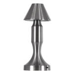 GloboStar® LUNNA 76478 Επαναφορτιζόμενο Επιτραπέζιο Φωτιστικό Πορτατίφ LED 1.5W 105lm 120° DC 5V IP44 CCT Ultra Θερμό 1500K - Φυσικό Λευκό 4500K - Ψυχρό Λευκό 6000K Dimmable Ασημί Πλαστικό - Μ9 x Π9 x Υ23cm - 2 Χρόνια Εγγύηση