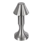 GloboStar® LUNNA 76478 Επαναφορτιζόμενο Επιτραπέζιο Φωτιστικό Πορτατίφ LED 1.5W 105lm 120° DC 5V IP44 CCT Ultra Θερμό 1500K - Φυσικό Λευκό 4500K - Ψυχρό Λευκό 6000K Dimmable Ασημί Πλαστικό - Μ9 x Π9 x Υ23cm - 2 Χρόνια Εγγύηση - Image 4