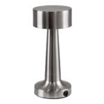 GloboStar® BELLA 76504 Επαναφορτιζόμενο Επιτραπέζιο Φωτιστικό Πορτατίφ LED 1.5W 105lm 120° DC 5V IP44 Θερμό Λευκό 2700K Dimmable Ασημί Αλουμίνιο - Μ9 x Π9 x Υ21cm - 2 Xρόνια Εγγύηση - Image 5
