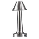 GloboStar® MOLLY 76516 Επαναφορτιζόμενο Επιτραπέζιο Φωτιστικό Πορτατίφ LED 1.5W 105lm 120° DC 5V IP44 Θερμό Λευκό 2700K Dimmable Ασημί Αλουμίνιο - Μ10 x Π10 x Υ23cm - 2 Xρόνια Εγγύηση - Image 4