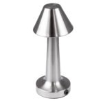 GloboStar® MOLLY 76516 Επαναφορτιζόμενο Επιτραπέζιο Φωτιστικό Πορτατίφ LED 1.5W 105lm 120° DC 5V IP44 Θερμό Λευκό 2700K Dimmable Ασημί Αλουμίνιο - Μ10 x Π10 x Υ23cm - 2 Xρόνια Εγγύηση - Image 5