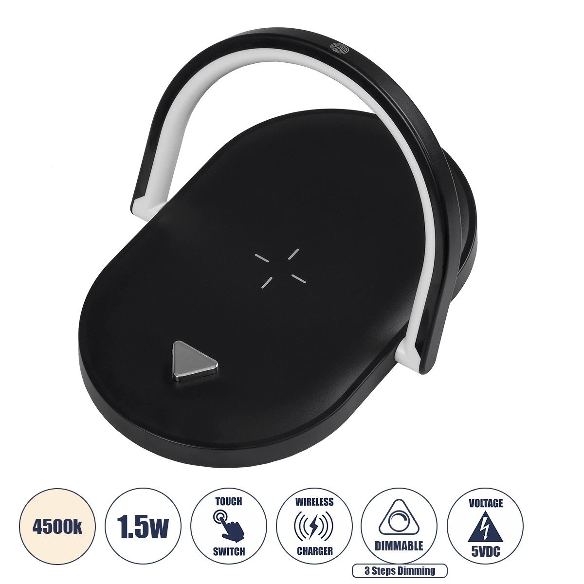 76558_00 GloboStar® ECLIPSE 76558 Επιτραπέζιο Φωτιστικό Πορτατίφ LED 1.5W 1200lm 180° AC 220-240V IP20 Φυσικό Λευκό 4500K Dimmable Μαύρο Πλαστικό - Μ17 x Π13 x Υ10cm - 2 Xρόνια Εγγύηση - Image 1