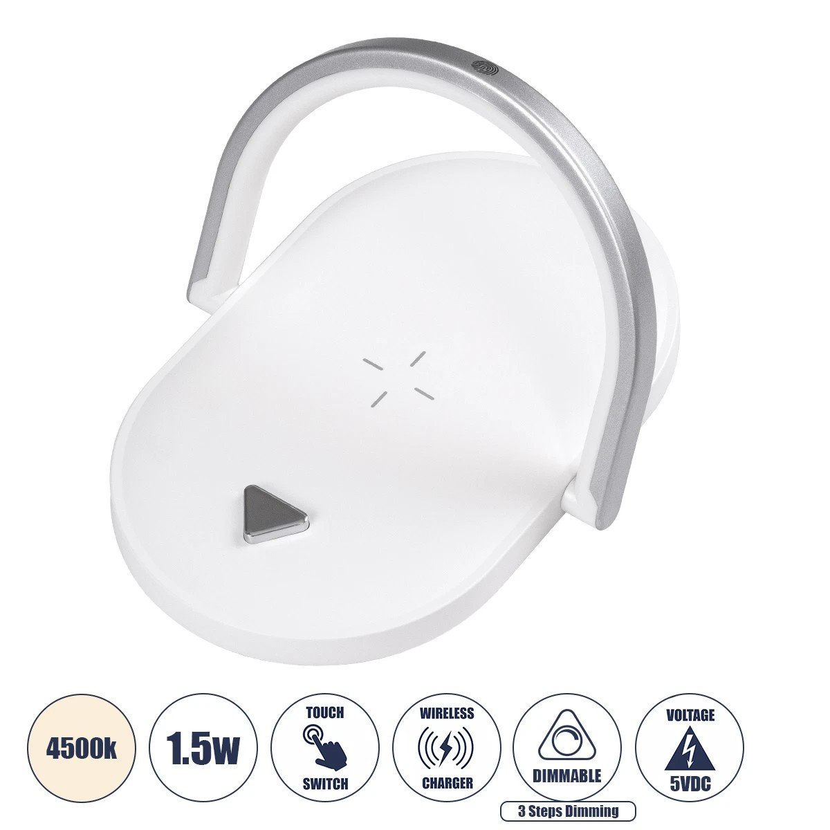 76559_00 GloboStar® ECLIPSE 76559 Επιτραπέζιο Φωτιστικό Πορτατίφ LED 15W 1200lm 180° AC 220-240V IP20 Φυσικό Λευκό 4500K Dimmable Λευκό Πλαστικό - Μ17 x Π13 x Υ10cm - 2 Xρόνια Εγγύηση - Image 1