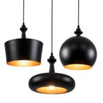 GLOBOSTAR® ROCKFORD 01287 Μοντέρνο Κρεμαστό Φωτιστικό Οροφής με Ντουί 3 x E27 AC 220-240V IP20 - Μαύρο & Χρυσό - Μ86 x Π86 x Υ30cm - Image 2