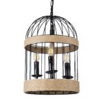 GLOBOSTAR® MERLIN 00865 Vintage Κρεμαστό Φωτιστικό Οροφής με Ντουί 3 x E14 AC 220-240V IP20 - Μαύρο & Μπεζ - Μ28 x Π28 x Υ40cm - Image 2