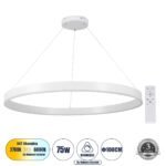 GLOBOSTAR® VENOM 61183 Μοντέρνο Κρεμαστό Φωτιστικό Οροφής LED 75W 8818lm 120° AC 220-240V IP20 Ρυθμιζόμενο Λευκό CCT με Χειριστήριο από 2700K έως 6000K Dimmable - Lumileds SMD Chip - Λευκό Ματ - Μ100 x Π100 x Υ6.5cm - 3 Χρόνια Εγγύηση - Image 2